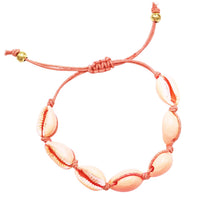 Peachy Pink Mermaid Chic Stunning Natural Cowrie Seashell Puka Bracelet (Bracelet Only)