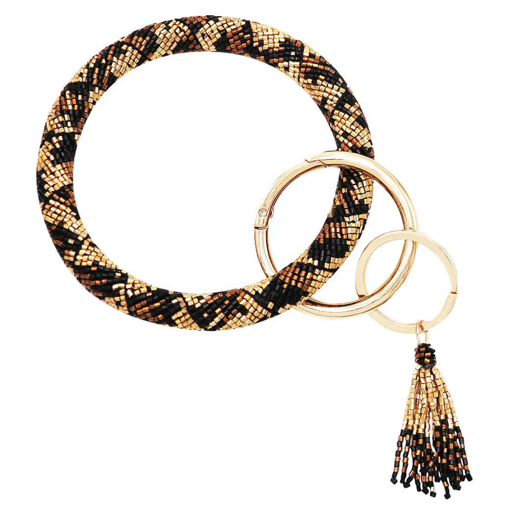 Stunning Wristlet Leopard Print Bangle Bracelet Key Chain Ring Clip Holder, 3\, image size:1050x1050