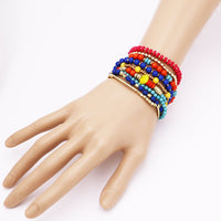 Bright and Colorful Beaded Stacking Statement Stretch Bracelets Set of 9