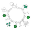 Stunning Silver Tone St Patrick's Day Good Luck Charm Toggle Clasp Bracelet, 7"-7.5"