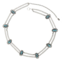 Rosemarie & Jubalee Cowgirl Chic Statement Western Burnished Silver Tone Conchos With Turquoise Howlite Stone On Link Chain Plus Size Belt, 49-59"