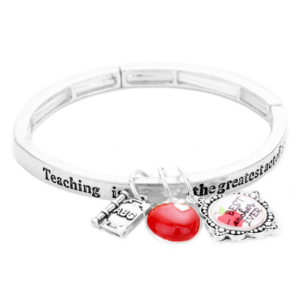 Vintage Inspired Best Teacher Ever Stretch Charm Bracelet