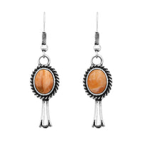 Cowgirl Chic Western Style Howlite Stone Squash Blossom Dangle Earrings, 2" (Orange)