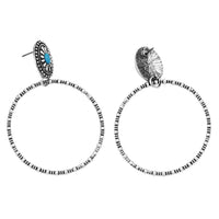 Western Style Turquoise Howlite Hoop Dangle Earrings, 38-50mm (50 Oval Concho Top)