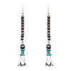 Cowgirl Chic Western Style Turquoise Stone Metallic Pearl Squash Blossom Dangle Earrings, 2.75"