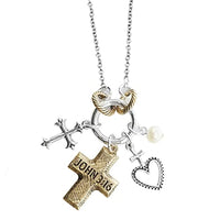 Rosemarie's Religious Gifts Women's Inspirational Changeable Christian Charms Pendant Necklace, 18"+3" Extender (John 3:16)