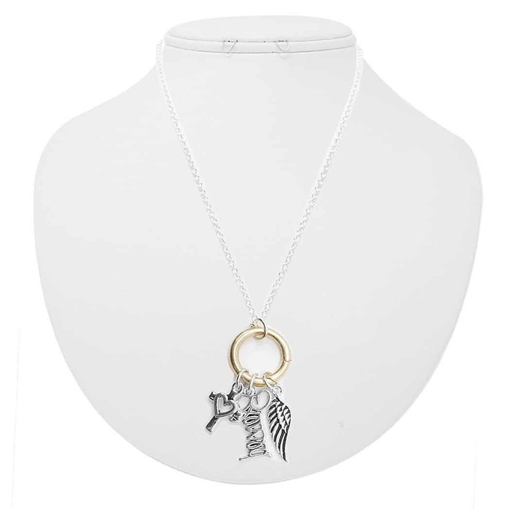 Rosemarie's Religious Gifts Women's Inspirational Changeable Christian Charms Pendant Necklace, 18"+3" Extender (Blessed Angel)