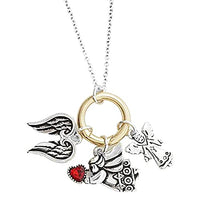 Rosemarie's Religious Gifts Women's Inspirational Changeable Christian Charms Pendant Necklace, 18"+3" Extender (Red Crystal Heart Angel)