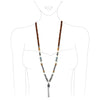 Rosemarie's Religious Gifts Women's Natural Stone Wood And Faceted Glass Bead With Blessed Bar Pendant Necklace, 32"+3" Extender