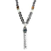 Rosemarie's Religious Gifts Women's Natural Stone Wood And Faceted Glass Bead With Blessed Bar Pendant Necklace, 32"+3" Extender
