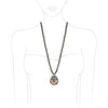 Vintage Style Western Glass Bubble Flower Cabochon Medallion Necklace, 30"+ 3" Extension