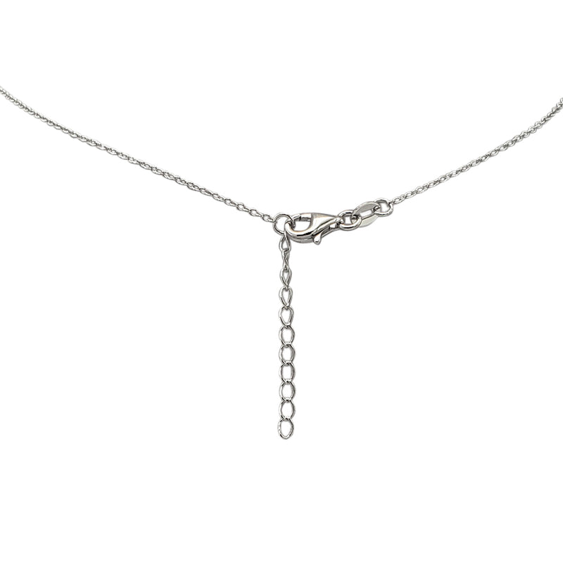 Dainty Sterling Silver Cable Chain With Cubic Zirconia Pave Crystal Mom Pendant Gift Necklace, 16"+1.25" Extender