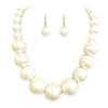 Statement Piece X-Large Holiday Simulated Pearl Strand Bib Necklace Earrings Set, 18"+4" Extender (Cream Pearl Gold Tone)