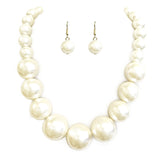 Statement Piece X-Large Holiday Simulated Pearl Strand Bib Necklace Earrings Set, 18