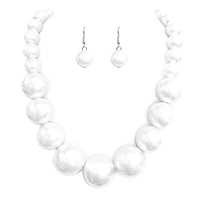 Statement Piece X-Large Holiday Simulated Pearl Strand Bib Necklace Earrings Set, 18"+4" Extender (White)