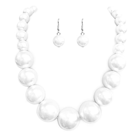 Simulated 4mm Pearl Necklace and Hypoallergenic Post Earrings Set, 16"-19" with 3" extender (White)