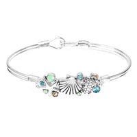 Whimsical Sea Creatures Polished Silver Tone Hook Clasp Bracelet, 7"