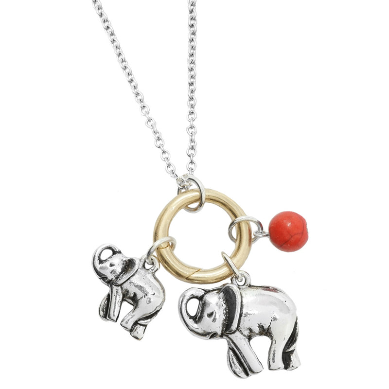 Adorable Animal Charms Changeable Pendant Necklace, 18"+3" Extender (Elephants)