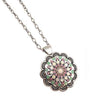 Cowgirl Chic Crystal Rhinestone Western Medallion Necklace, 24"+3" Extension (Concho Pendant Pink Crystals)