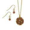 Simple Circle Pendant Necklace Jewelry Gift Set (Brown)