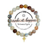 Holistic Healing Natural Semi Precious Beaded Stone Stretch Bracelet with 18 Karat Gold Plated Charm (Botswana Agate with Star Charm)