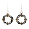 Two Tone Scroll Design Hoop Dangle Earrings