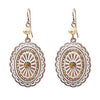 Statement Western Style Crystal Rhinestone Adorned Concho Dangle Earrings, 2.25"
