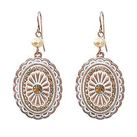 Statement Western Style Crystal Rhinestone Adorned Concho Dangle Earrings, 2.25"