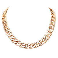 Polished Gold Tone Chunky Curb Chain Statement Necklace, 18"-20" with 2" Extension