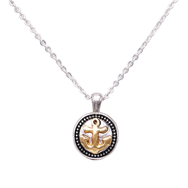 Dainty Two Tone Inspirational Nautical Anchor Pendant Necklace 16"-22"