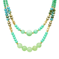 Colorful Glass Bead Double Strand Necklace (Blue)