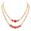 Colorful Glass Bead Double Strand Necklace 30"-34" with 3" Extender