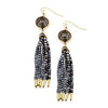 Natural Stone and Crystal Bead Tassel Fashion Earrings (Black)