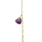 Glass Bead and Natural Stone Long Statement Necklace (Purple)