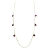 Glass Bead and Natural Stone Long Statement Necklace (Purple)