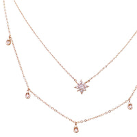 Dainty Double Strand Crystal Star Necklace