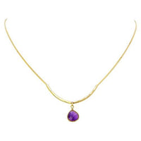 Simple Strand Necklace with Natural Stone Pendant (Amethyst)