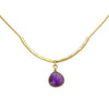 Simple Strand Necklace with Natural Stone Pendant (Amethyst)
