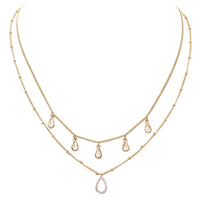 Dainty Double Strand Crystal Teardrop Necklace