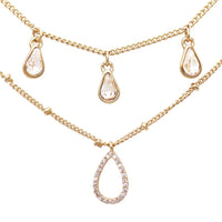 Dainty Double Strand Crystal Teardrop Necklace