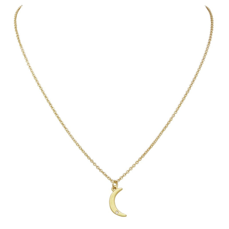Golden Crescent Moon Petite Pendant Necklace