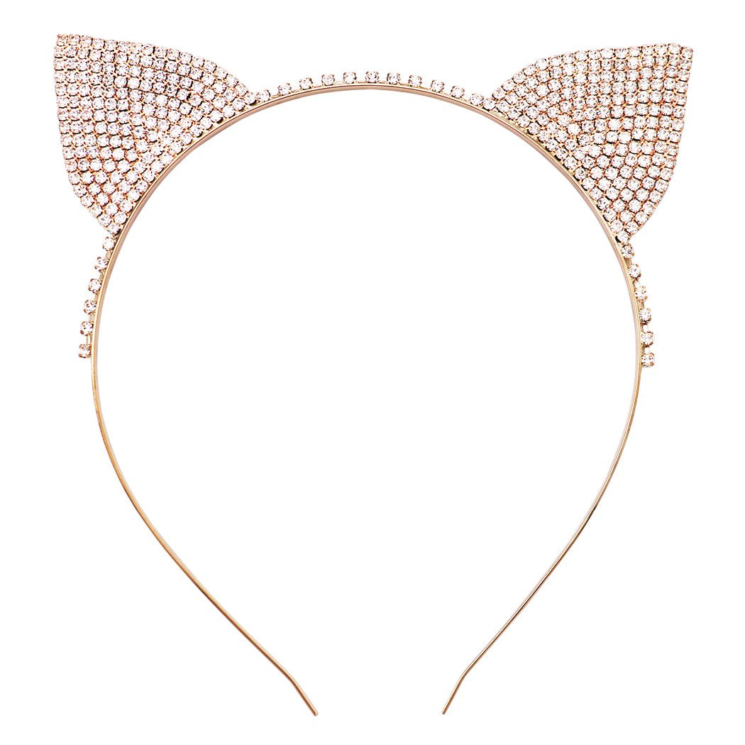 Beautiful Crystal Cat Ears Headband (Gold) – Rosemarie  display picture 1