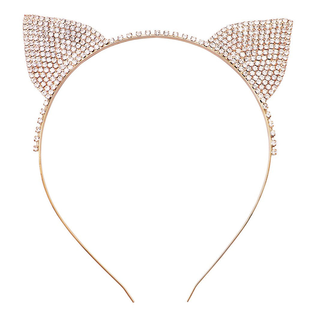 Beautiful Crystal Cat Ears Headband (Gold)