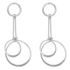 Double Geo Circle and Bar Hoop Dangle Earrings (Silver)