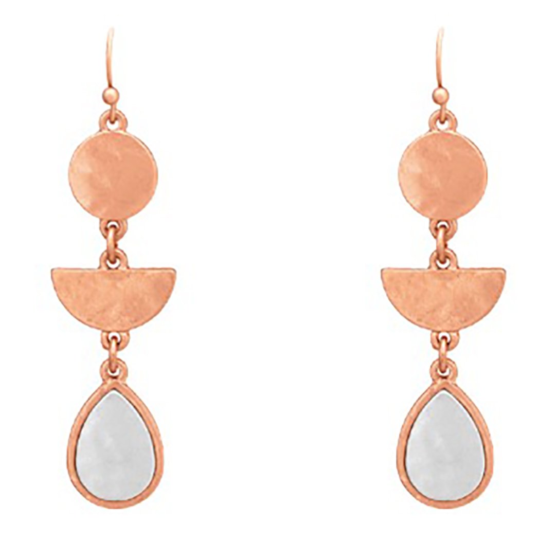 Drop Earrings Geometric Shapes with Two Tone Metal (Rose Gold)