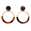 Lucite Disc and Hoop Geometric Drop Earrings (Tortoise)