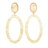 Women's Extra Long Lucite Oval Hoop Natural Color Statement Dangle Earrings, 3.25"