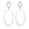 White Lucite Oval Hoop Statement Earrings