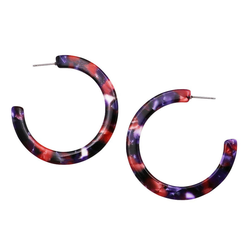 Lucite Hoop Dangle Earrings (Burgundy)