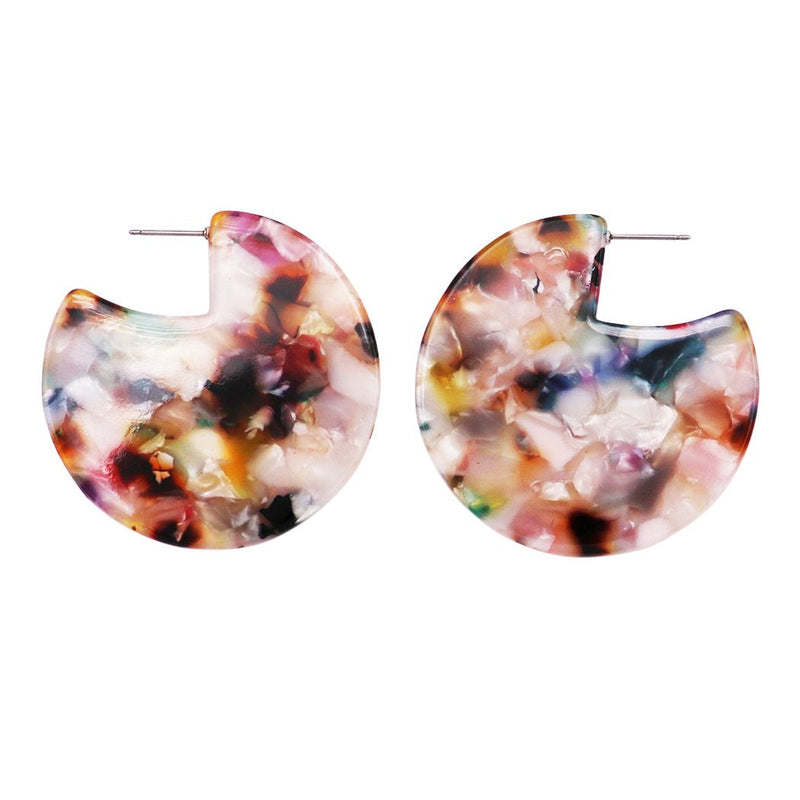 Lucite Solid Disc Hoop Dangle Earrings (Multicolor)
